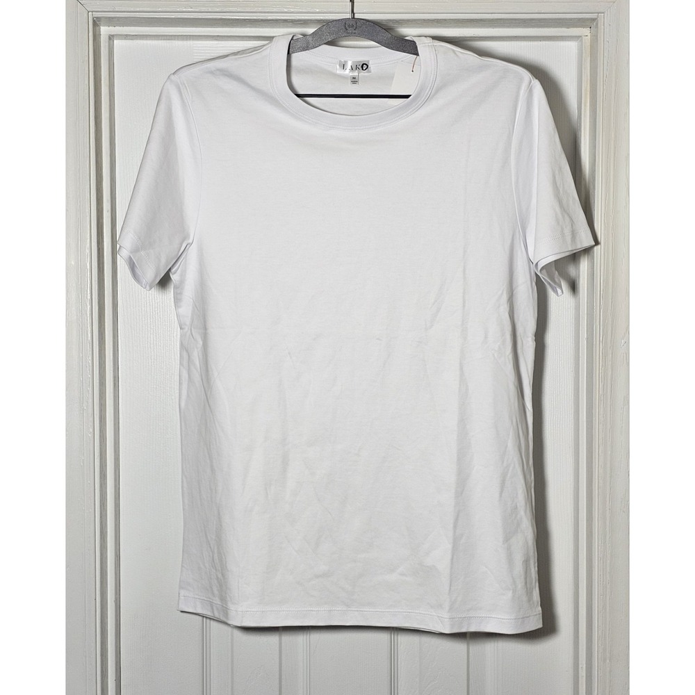 LAKE‎ Pima Cotton Short Sleeve Tee Shirt Men's Size Medium White Soft